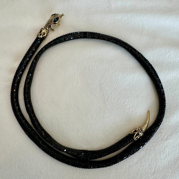 DL Auld- Vintage Snake Mesh Necklace/ Belt/ Bracelet with Blue Eyed Stones